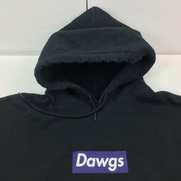 Gildan Mens Dawgs Black Hoodie Pullover Kangaroo Pocket Size Medium - Picture 2 of 4